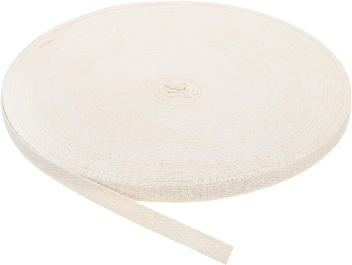 Biasband, 1 stuks 45 yard x 8 mm - katoenen stofband, rol biasband voor kleding, accessoires, tassen (beige wit)