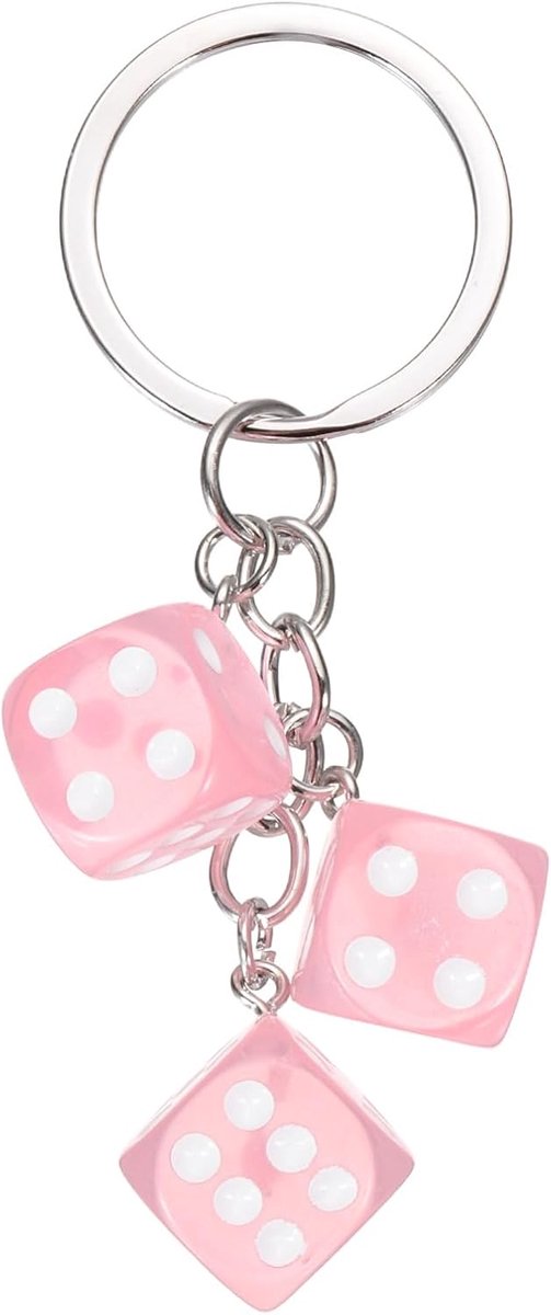 Lucky Dice Sleutelhanger Charme, Hars 3D Cube Vierkante Mini Dobbelstenen Sleutelhangers met 3 Hangers voor Tas, Portemonnee, Portemonnee, Auto, Mobiele Telefoon Accessoires