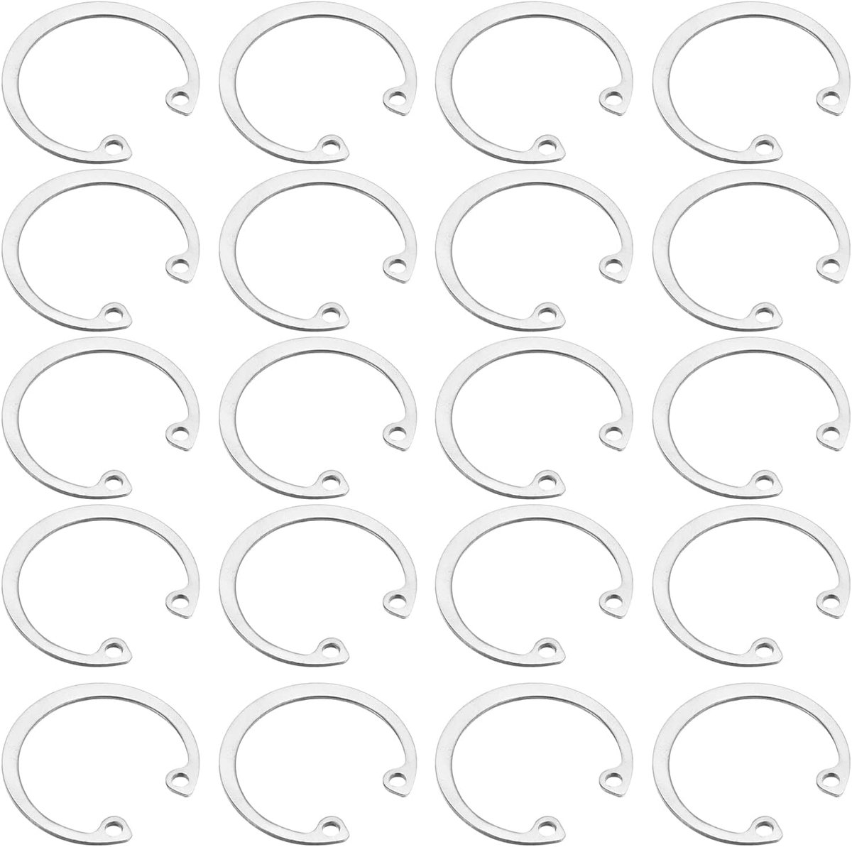 20 stuks veerringen, 32 mm, binnenborgring, veerring, 304 roestvrij staal, C-clips voor groefassen, bouten, zilverkleurig