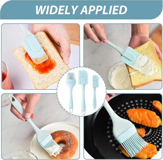 Deegschraper van siliconen, 3 stuks siliconen spatel, lepelset, flexibele hittebestendige anti-aanbakspatel, taartcrèmelepel, gebruikt voor koken, bakken, taartdecoraties, roeren — afbeelding 4