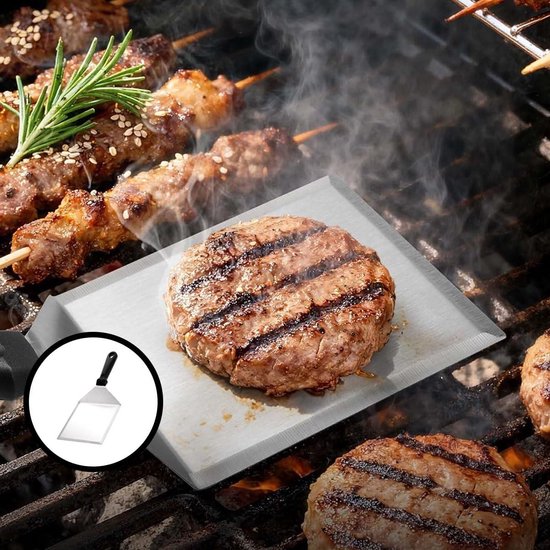 bakplaat spatel, brede hamburger spatel, zware hamburger turner voor grillen, barbecue, platte bovenkant grill — afbeelding 4