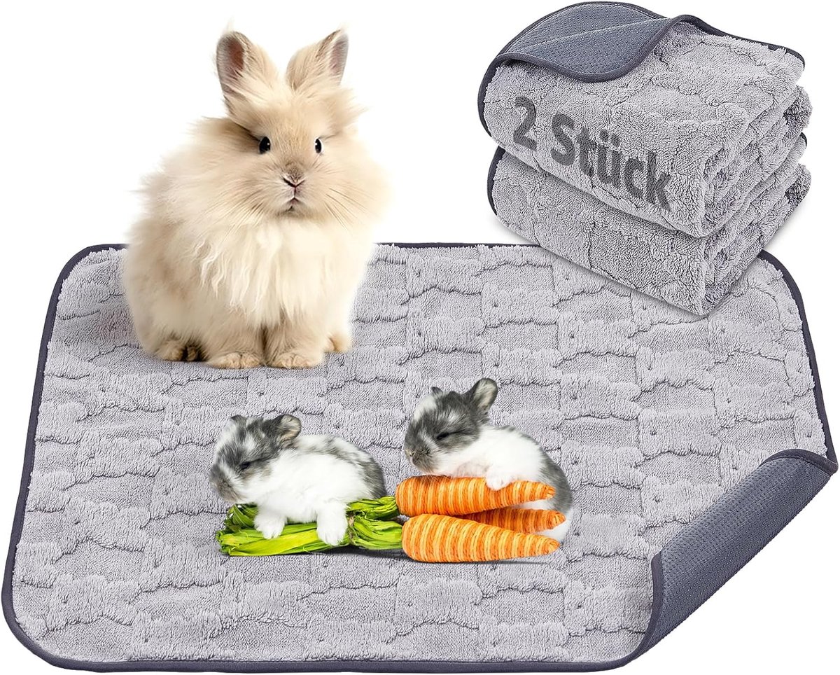 pipipads voor cavia's, konijnen, 2 stuks kleine dieren pipi mat | 60 x 45 cm, antislip en absorberende urinematten voor hamsters, perfect voor kooi, auto en bank