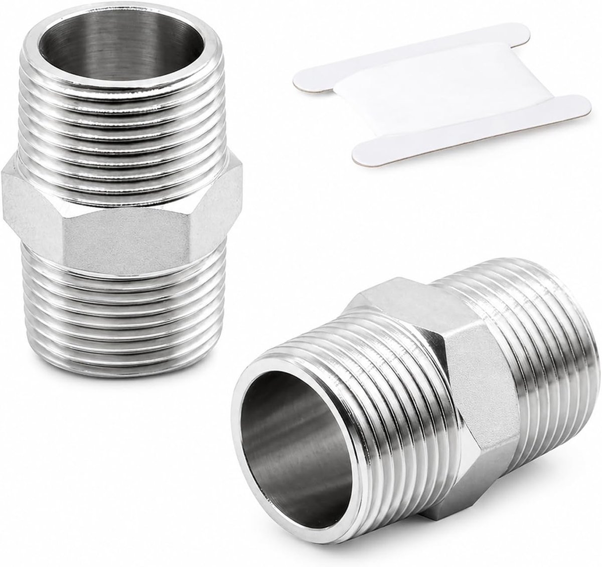 2 stuks dubbele nippel 3/4 inch, roestvrijstalen buitendraad (Ø 25 mm), dubbele nippel zeskant 3/4", verbindingsstuk 2 x AG van schroefdraadfitting, voor verwarming, drinkwaterinstallatie