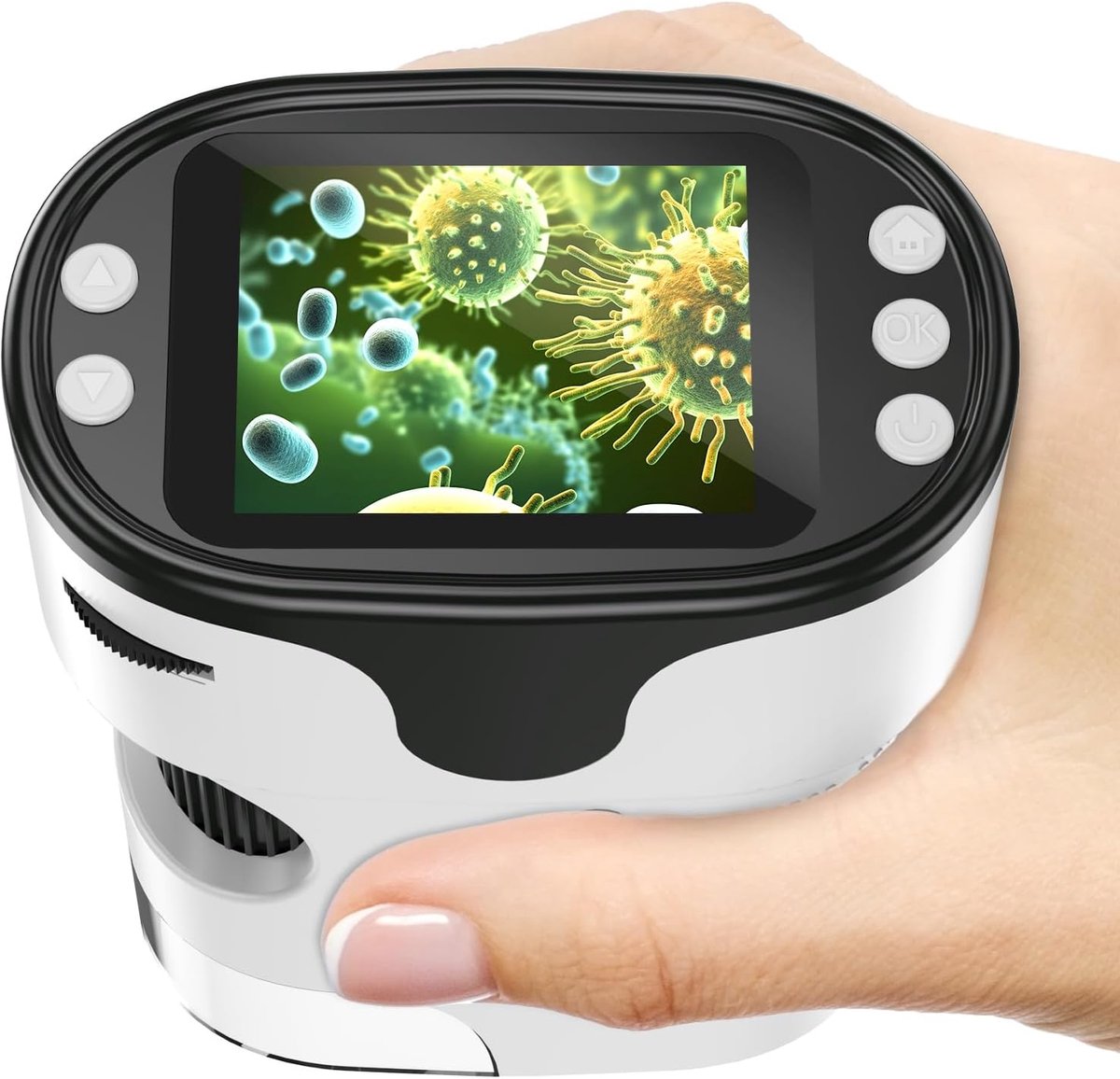 1000 x draagbare digitale microscoop voor kinderen - beeldscherm 4K 2,0 inch (5,1 cm), oplaadbaar, elektronisch, met glazen set, mini-zakmicroscoop, educatief cadeau voor 4-12 jaar
