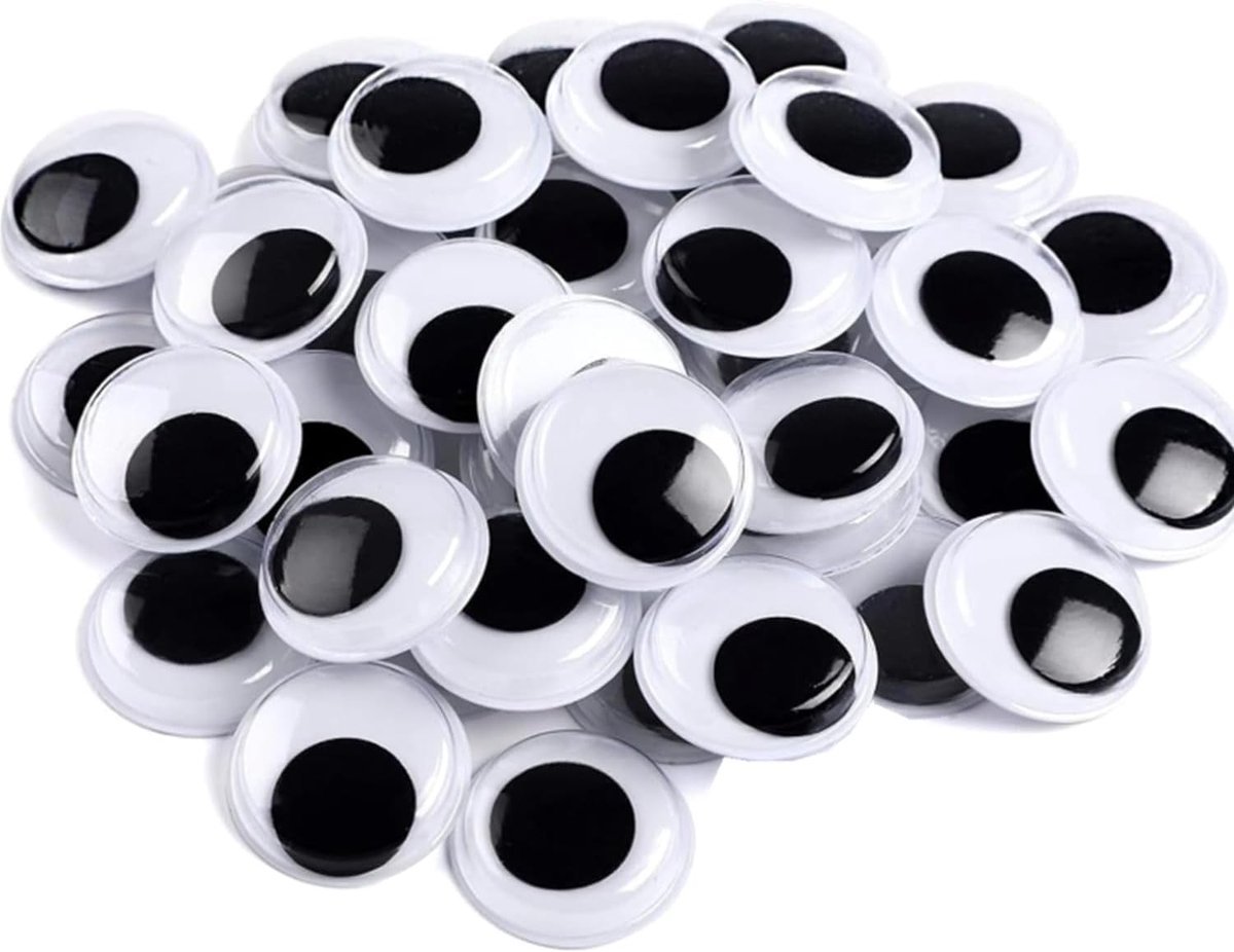 Ogen, groot, 50 mm, kunststof ogen met stickers, ronde wiebelogen voor knutselwerk, scrapbooking, kunstprojecten, kostuums en Halloween-decoratie