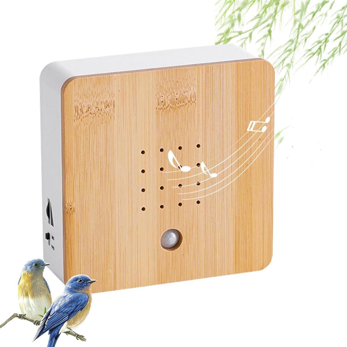 Box, Natuurgeluiden Box, Vogelgeluiden Bewegingsmelder met Wandmontage, Duidelijke Geluiden, Natuurgeluiden Soundbox voor Woonkamer, Badkamer, Spa, Tuin Buiten (Bamboe Hout)