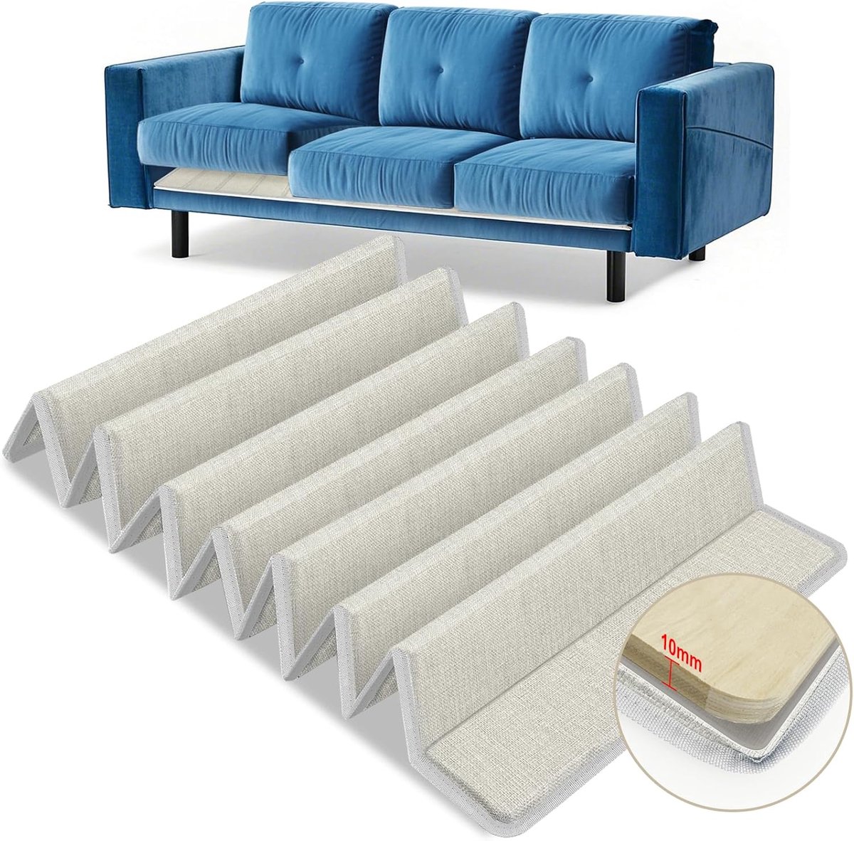 Banksteunkussen voor doorhangende zitting, 50 x 170 cm, opvouwbaar spaarkussen, steunplank, reserveonderdelen, banksteunplanken van hout voor de meeste 3-zitsbanken (beige)