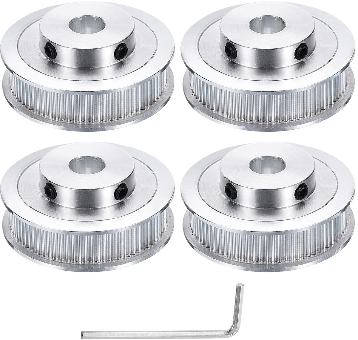 4 stuks GT-2 riemschijf synchroon wiel 80 tanden 10 mm boring geschikt voor 10 mm brede riem aluminiumlegering tandriemschijf met moersleutel voor 3D-printer CNC-machine