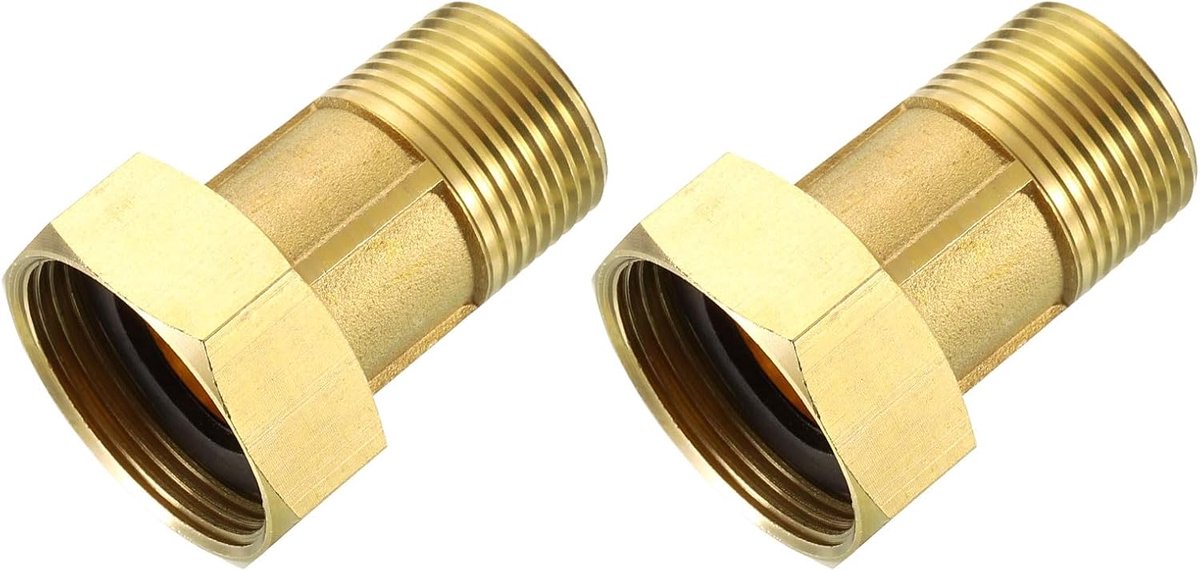2 stuks messing watermeter buisfitting, G1" mannelijk x G1 1/4" vrouwelijke schroefdraad messing zeskantige nippel connector met afdichtring voor watermeterkoppeling vervanging reparatie