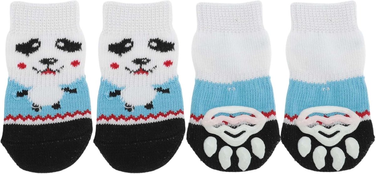 antislip, panda-patroon, sokken, hond, katten, huisdier, binnensokken, pootbescherming en tractie dankzij siliconengel voor honden en katten, 1 set (4 stuks), klein