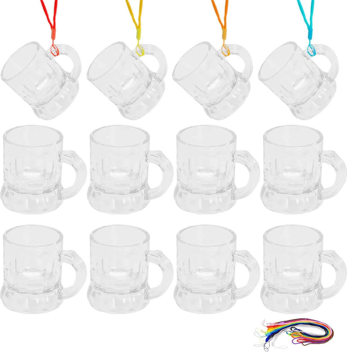 Shotglazen van kunststof, 12 stuks, om op te hangen met handvat, shotglazen voor feesten, herbruikbaar borrelglas voor vrijgezellenfeest, carnaval, themafeest, bruiloft, verjaardag (wit)