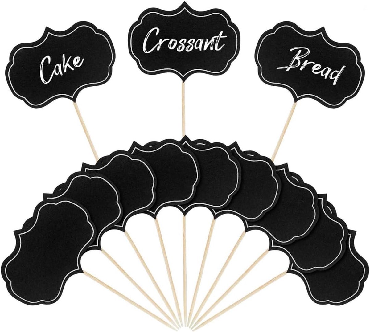 50 stuks krijtbord, tandenstokers, borden om te beschrijven, buffet accessoires, vlaggetjes voor feestetiketten, prijskaartjes, cupcake-decoraties, sandwich (klein)