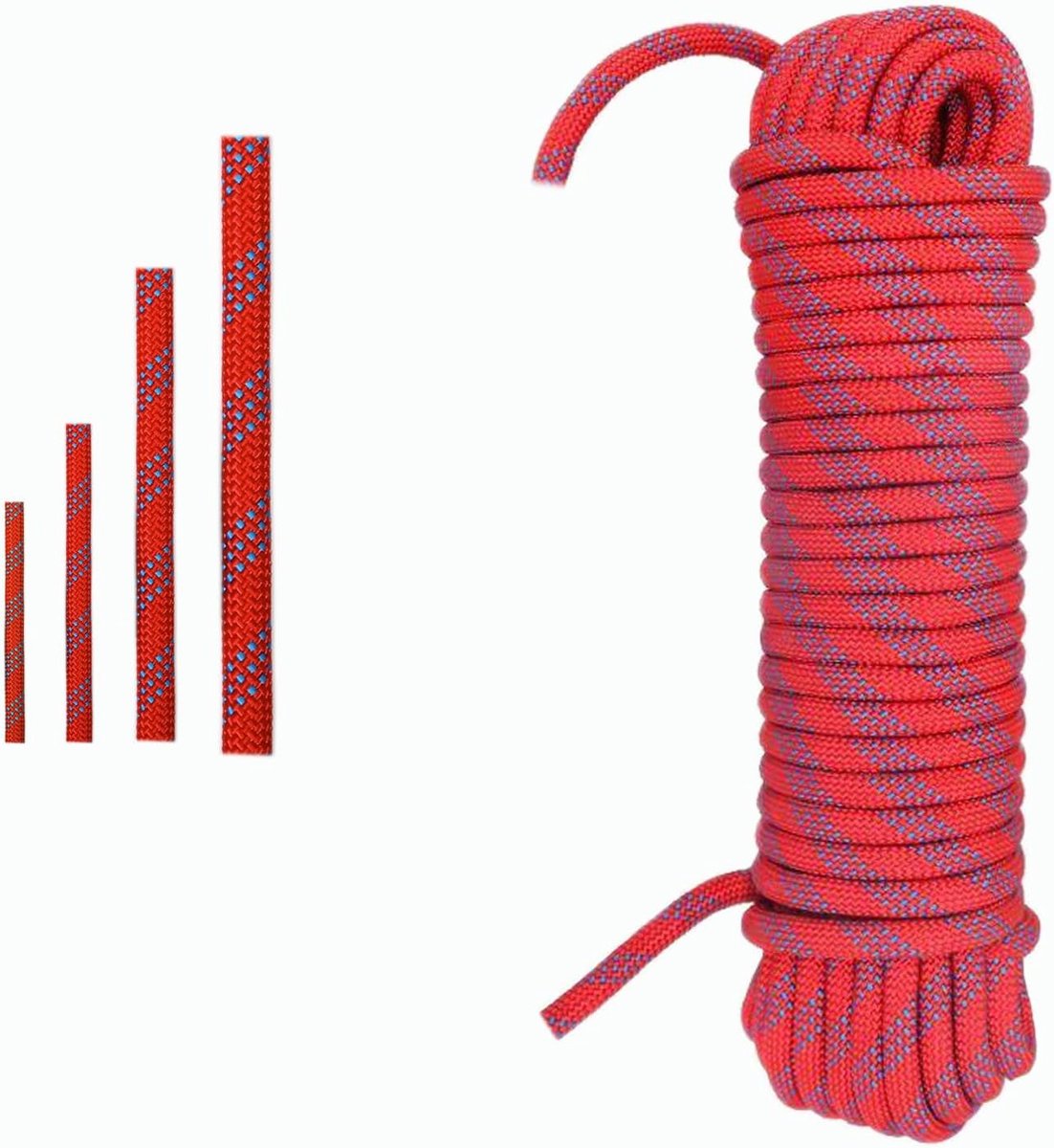 Touw, klimtouw, 12 mm-10 m, rood, rope, polypropyleen touw, outdoor, touw, vlechtlijn, textieltouw, nylon koord, polytouw, gevlochten touw (rood, 12 mm-10 m)