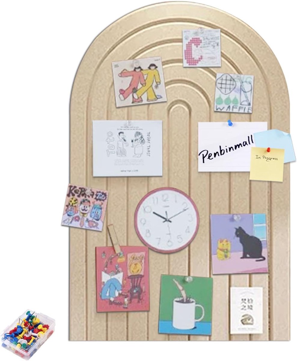 vilten prikbord, 60 x 40 cm, viltbord, ronde randen, decoratief prikbord, zelfklevend, alternatief voor de muur, opvouwbaar fotobord, vision board met 30 pinspelden, donkere camel
