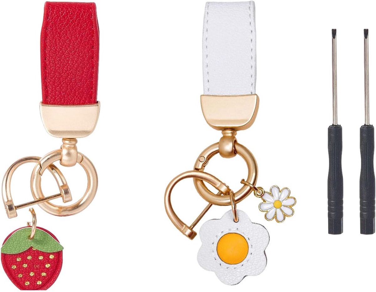 Set van 2 bloemen tassen hanger tas bedels voor dames, sleutelhanger en tas-decoratie, stijlvol cadeau-idee voor vriendin, elegant accessoire om aan tassen en sleutels op te hangen