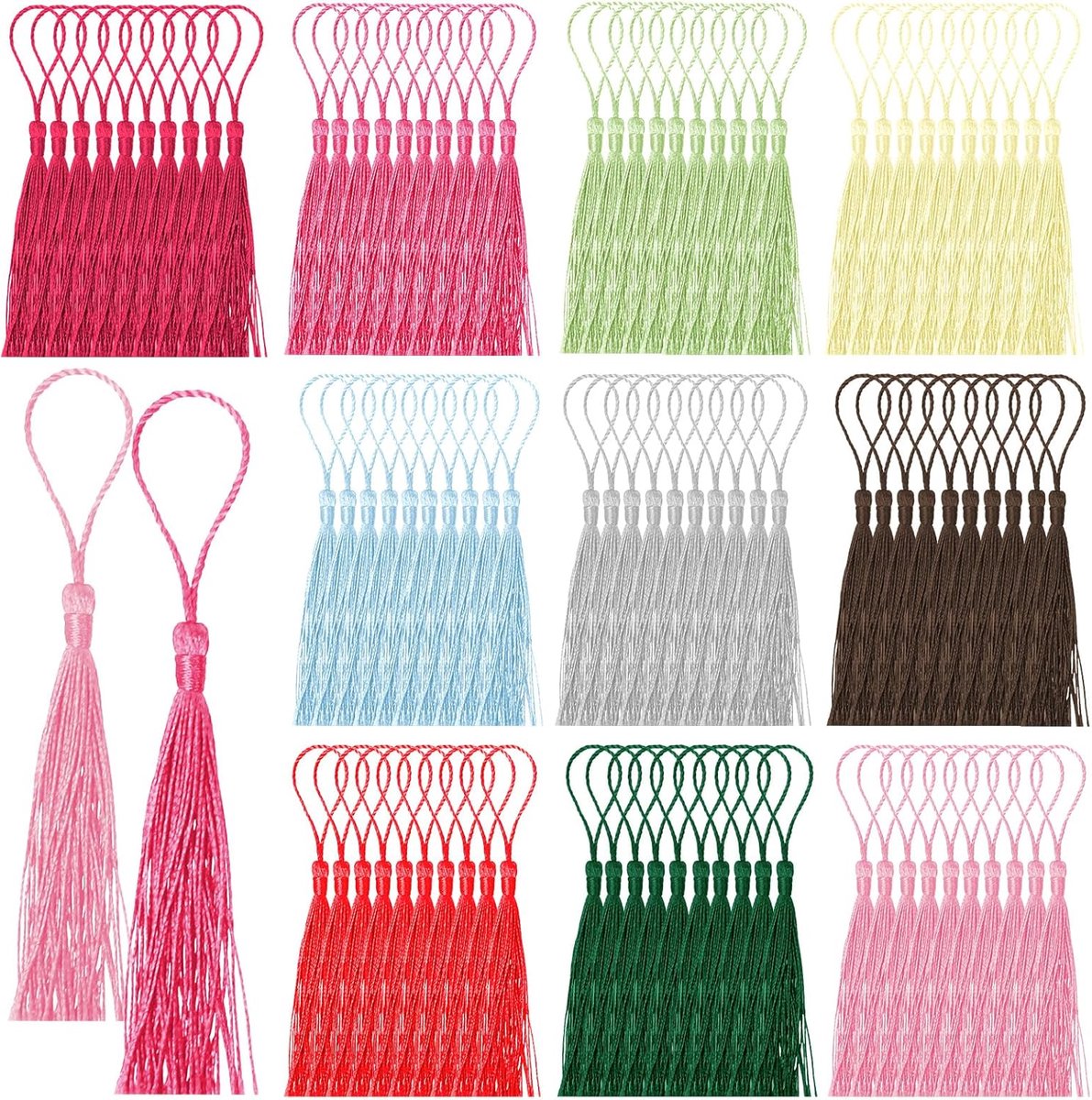 Kwastjes 13cm/5 Inch Zijdeachtige Handgemaakte Mini Kwastjes voor DIY Craft (Kleurrijk)