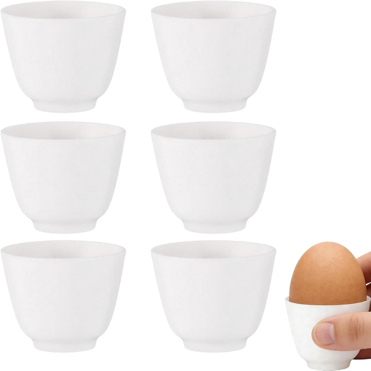 Eierdopjes, porselein, 6-delige set, 5 x 4,3 cm, eierdopjes van keramiek, ovenglazuurproces, glad en braamvrij, vaatwasmachinebestendig en in geschenkdoos, eierdopje voor ontbijttafels
