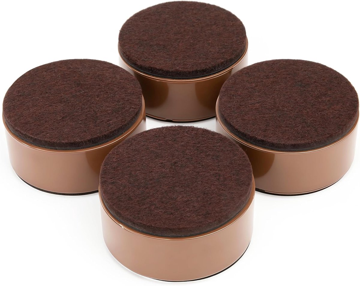 Meubelverhoger van koolstofstaal 1,2 inch, bedverhoging 2,4 inch, meubelverhogers voor meubels, hoogte 1,2 inch, robuust stapelbaar, rond, bruin