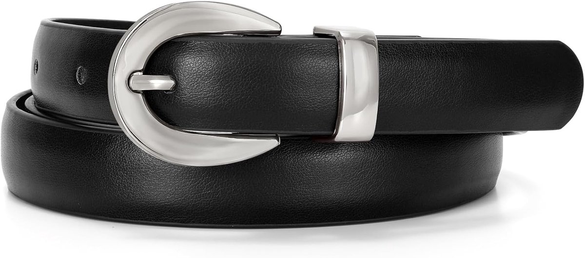 Riem voor dames, modieuze leren riem voor dames met gouden gesp, 18 mm brede smalle riem, damesriem voor jeansjurk