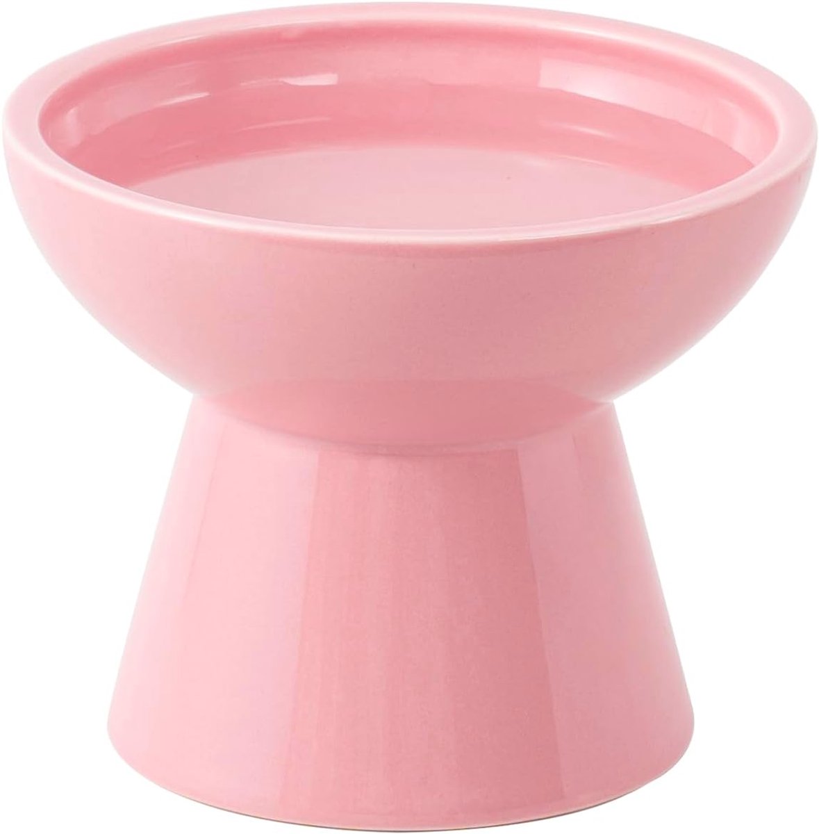 Elevated Keramische kattenwaterkom, 15,7 cm diepere kom voor snor haar, 15 cm hoogte voor eenvoudige voeding, lood- en cadmiumvrij, duurzame verhoogde kattenbakken, roze