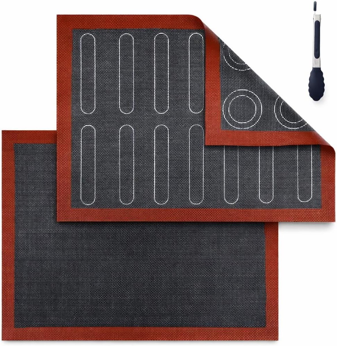 Bakmatten, set van twee siliconen bakmatten, hittebestendig en herbruikbaar, dubbelzijdig, microporeus ontwerp, antislip en antiaanbaklaag, glasvezelkern