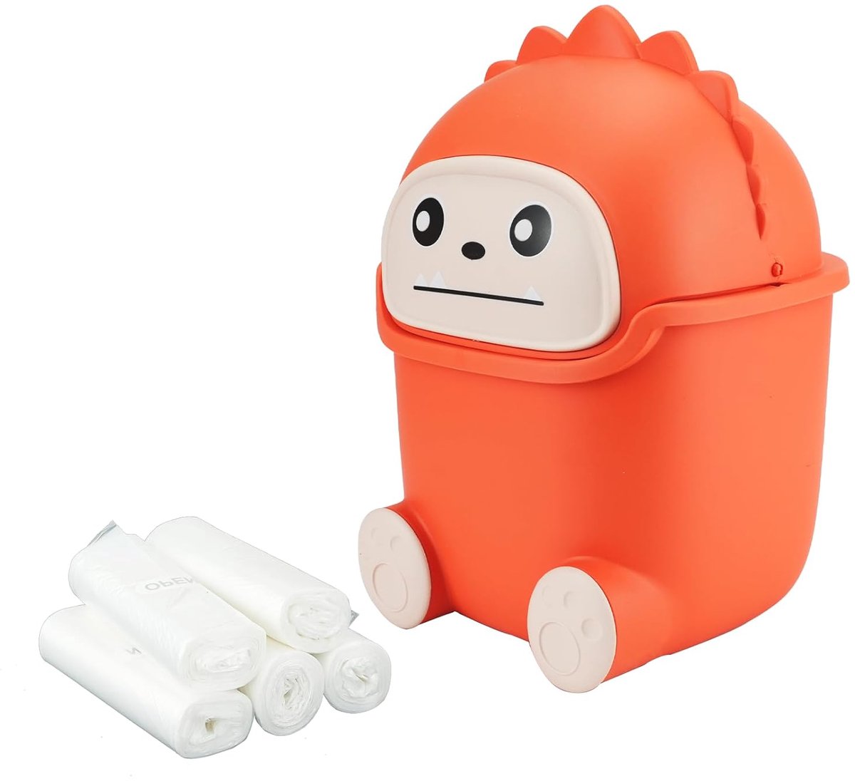 tafelafvalemmer met deksel, kleine vuilnisemmer met 5 vuilniszakken, kleine tafelafvalemmer voor keuken, slaapkamer, badkamer, thuis, tafel (oranje)