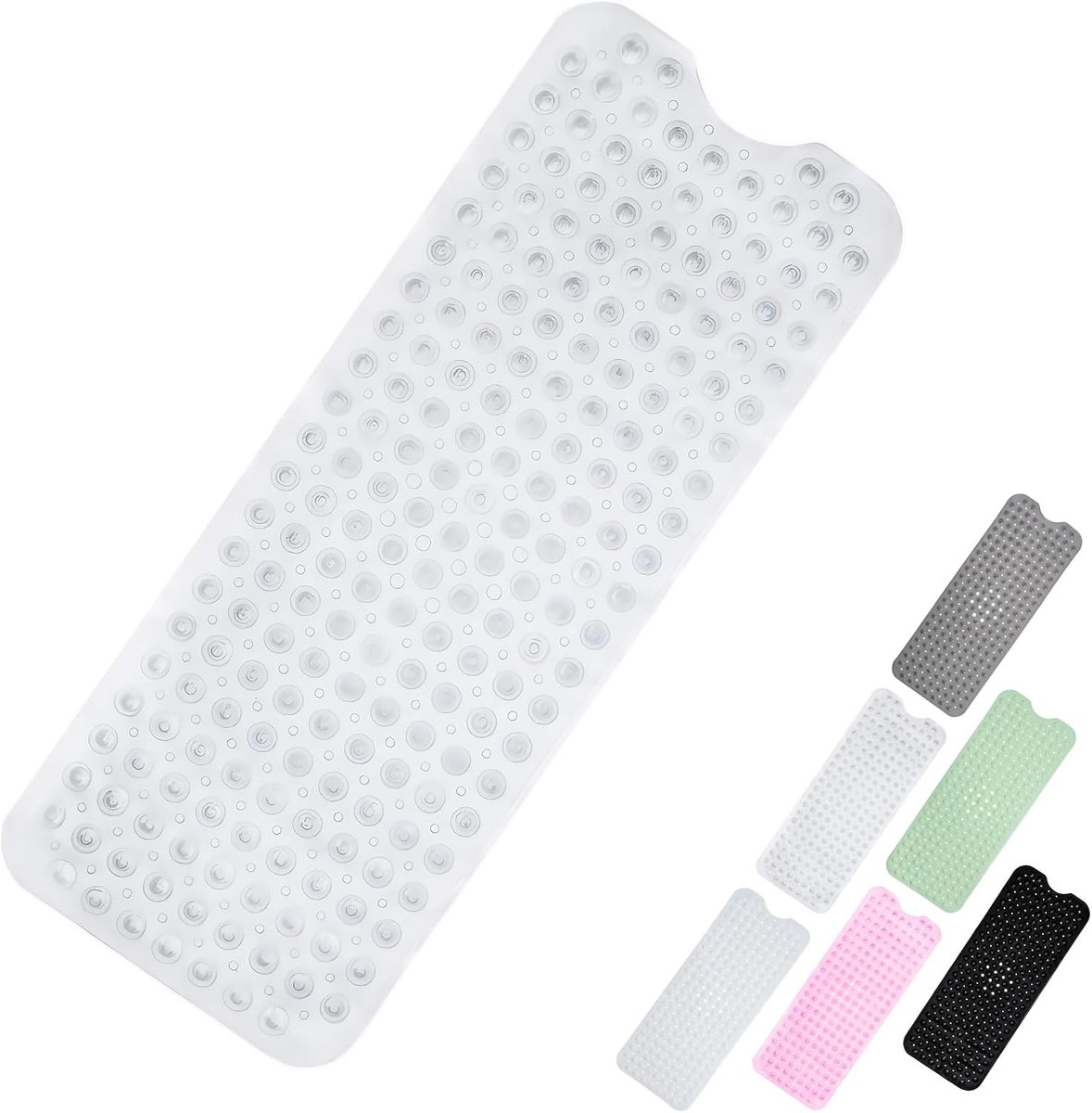 Douche Badmat 100x40cm, Extra Lange Douchemat Anti Schimmel Badmatten Helder, Antislip Badmat voor Bad, Douchematten met Zuignappen, Afvoergaten, Wasmachinebestendige Badkamer Badkuip voor Kinderen
