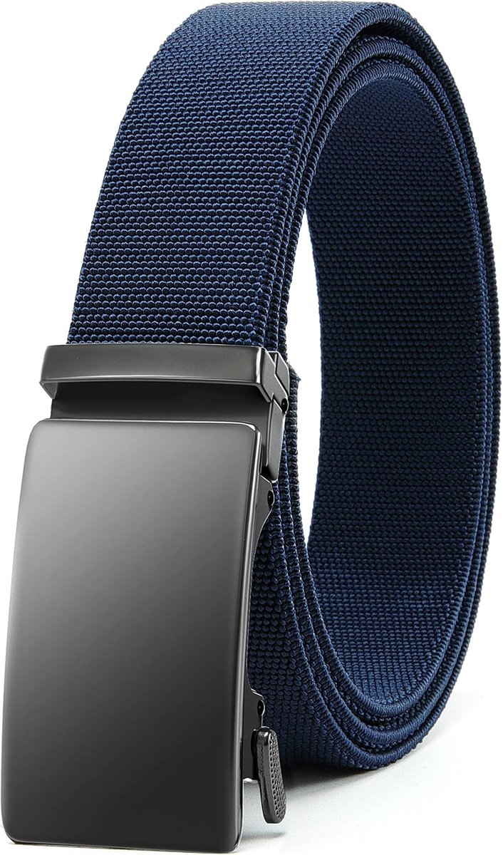 Elastische Herenriem, Stoffen Werkriem zonder Gaten, Stretch Riem voor Heren voor Golfbroeken, Casual Shorts en Jeans, Antracietgrijs – Blauw, 115cm (maat 90-100cm / 34"-37")
