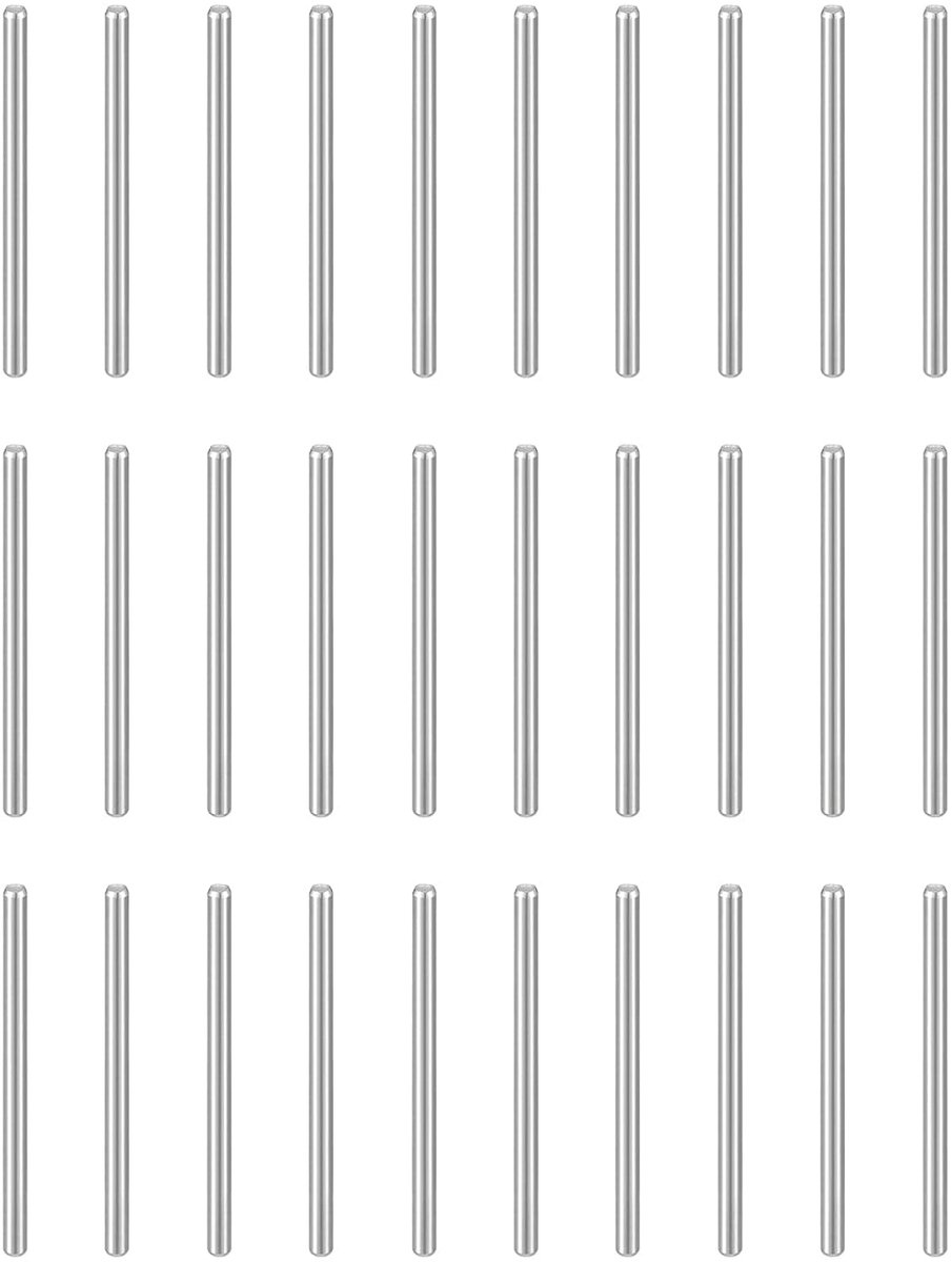 100 stuks cilinderpennen M2.5 (2,5 mm) x 30 mm 304 roestvrij staal plankhouders pinnen staven bevestigingselementen voor apparaten van metaal, zilverkleurig