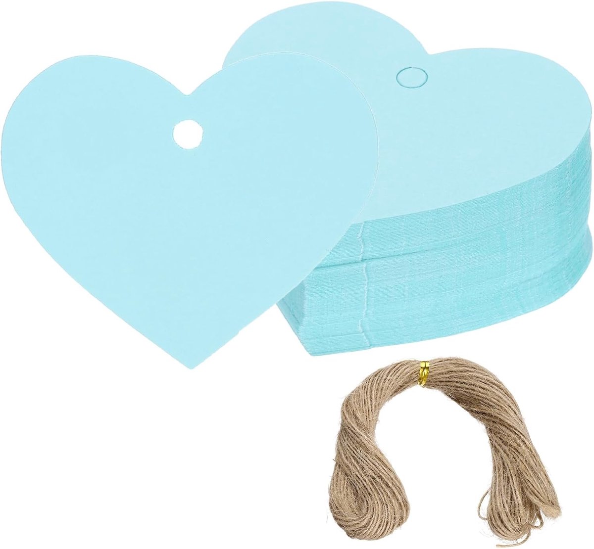 Cadeaulabels met koord, 200 stuks hartvormige blanco papieren labels, geschenkverpakking, hangende etiketten met jute touw voor verjaardagsfeestjes bruiloft Valentijnsdag doe-het-zelf