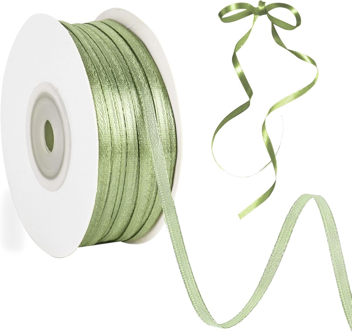 91 m cadeaulint, groen, 3 mm, lint voor het inpakken van geschenken, lichtgroen, stoffen lint, decoratielint voor bruiloft, Kerstmis, satijnen lint, bruiloftsdecoratie, verjaardagscadeaus en doop