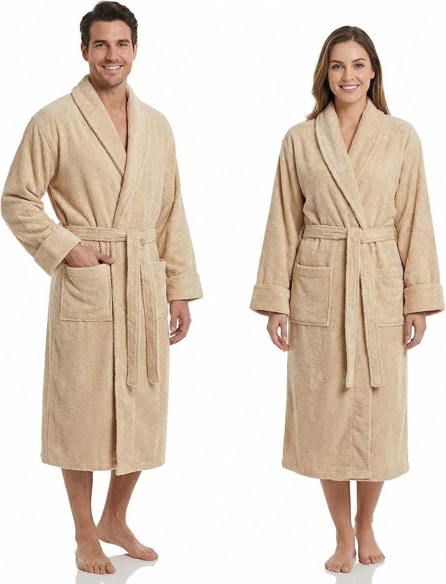 Badjas, uniseks, 100% katoen, Oeko-Tex, badjas voor dames en heren, Amerikaanse badstof, 420 g/m², zacht en zeer absorberend