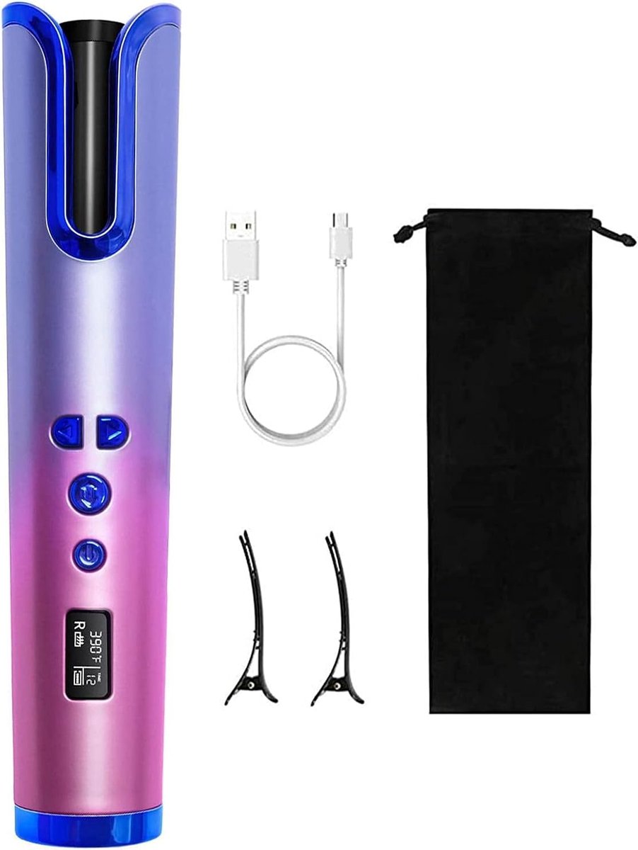 SnelShoppen - Draadloze Automatische Krultang Keramisch Voor Curly Haar en Golven - Oplaadbare Portable Krultang Voor Thuis en Reizen