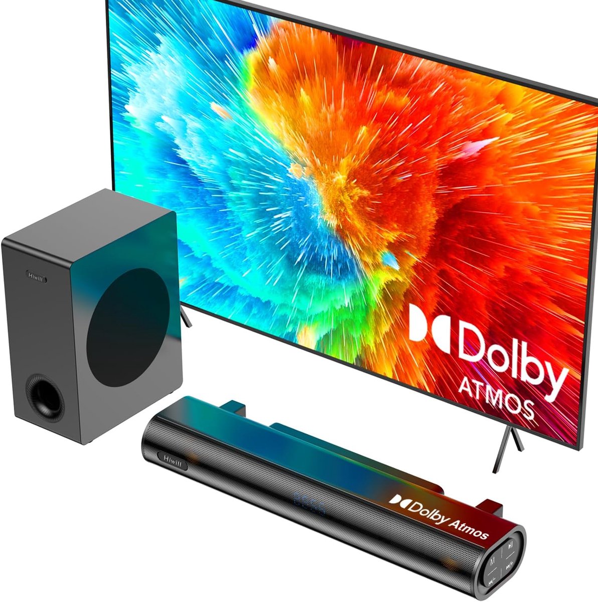 Soundbar 2.1 kanaal - Dolby Atmos - Met subwoofer - Duidelijke dialogen en 3D geluidservaring - SnelShoppen