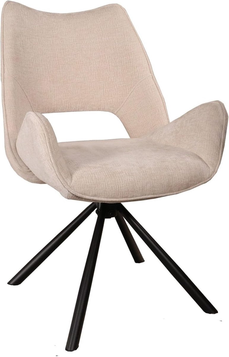 Eetkamerstoelen set van 6 - draaistoel - beige stof - eenvoudig te monteren - ShopVlot