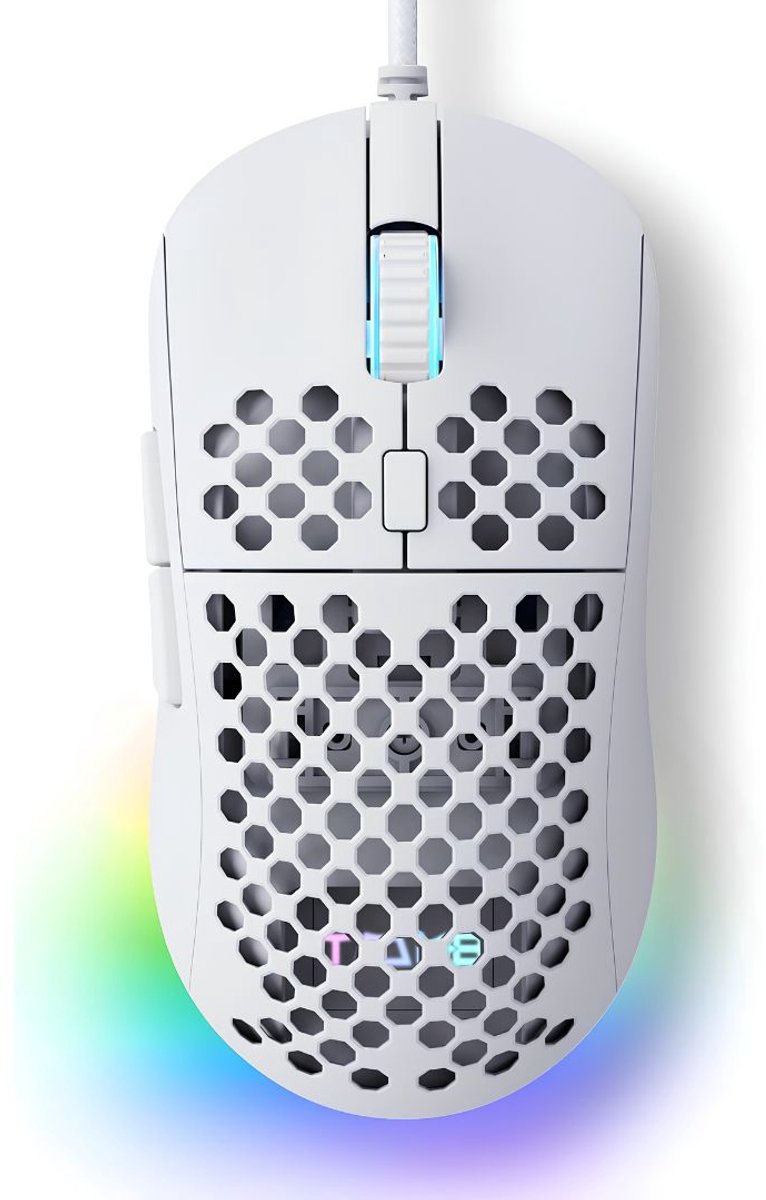 JCP® Gamingmuis - Gaming Muis - Computermuis - Bedrade Gaming Muis - Wit - 13cm x 6cm x 4cm