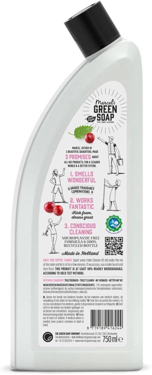Toiletreiniger - Patchouli & Cranberry - 750 ml - Microplastic-vrije formule in Gerecycled Plastic - Vegan
