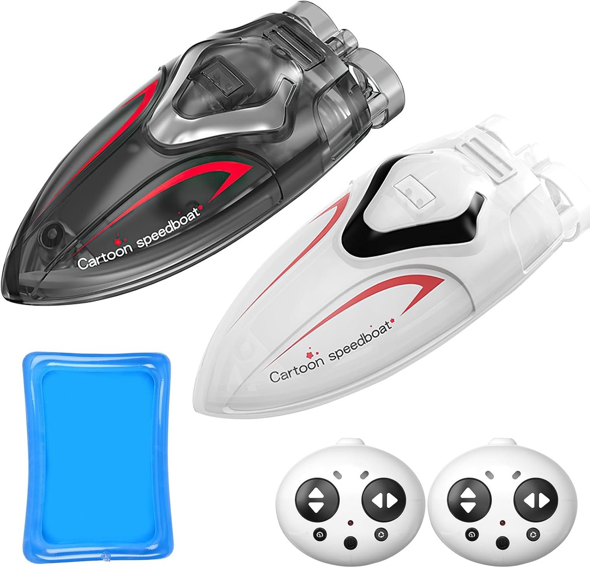 SnelShoppen - RC Boot 2 Stuks Miniboten op Afstand Gecontroleerd met Opblaasbaar Zwembad | Automatische Flip-Functie, LED Verlichting, Waterdetectie,