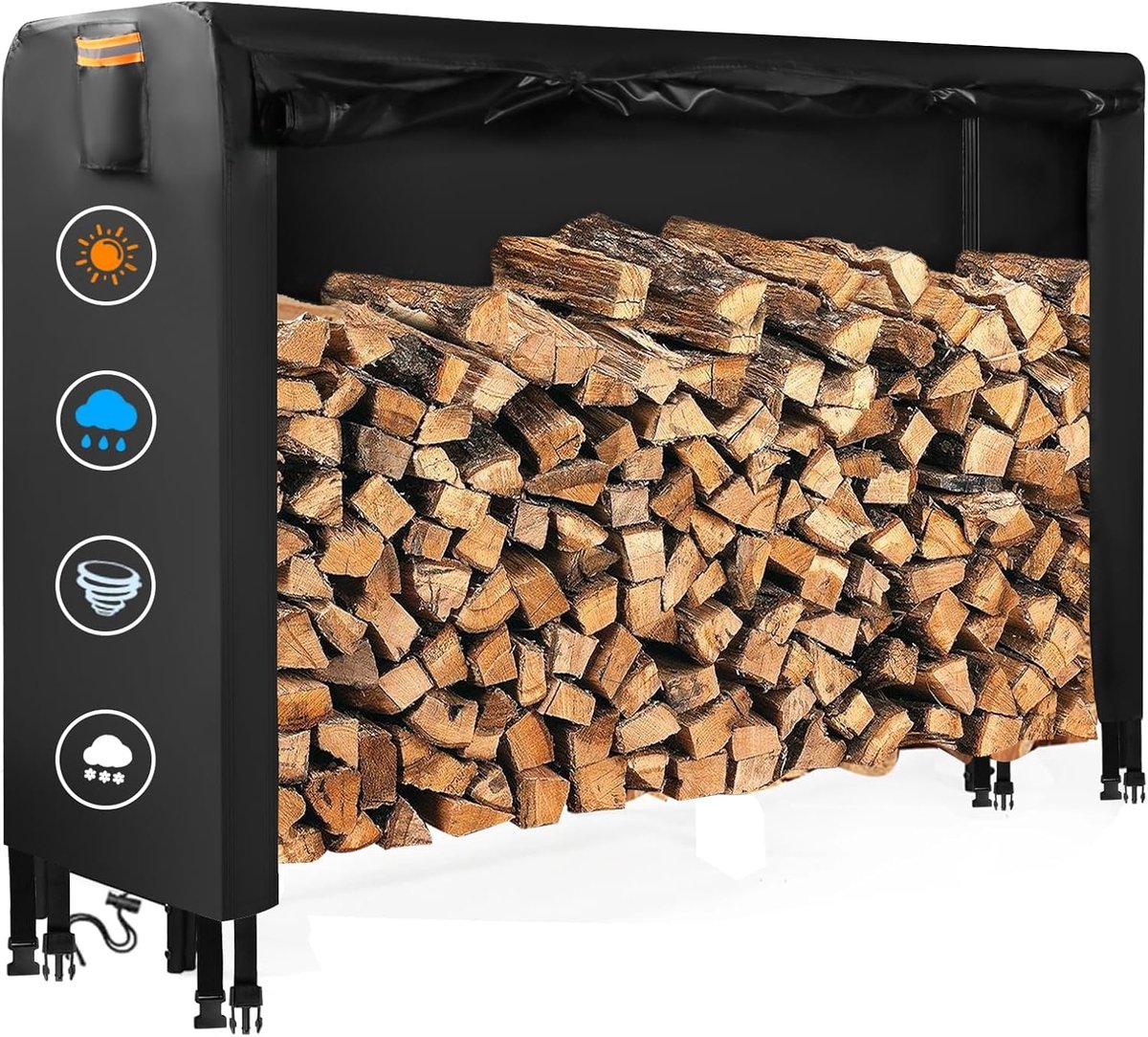 Houtopslag Cover 8ft - Waterdicht 420D Oxford - Inclusief rits - Beschermt tegen weer - SnelShoppen