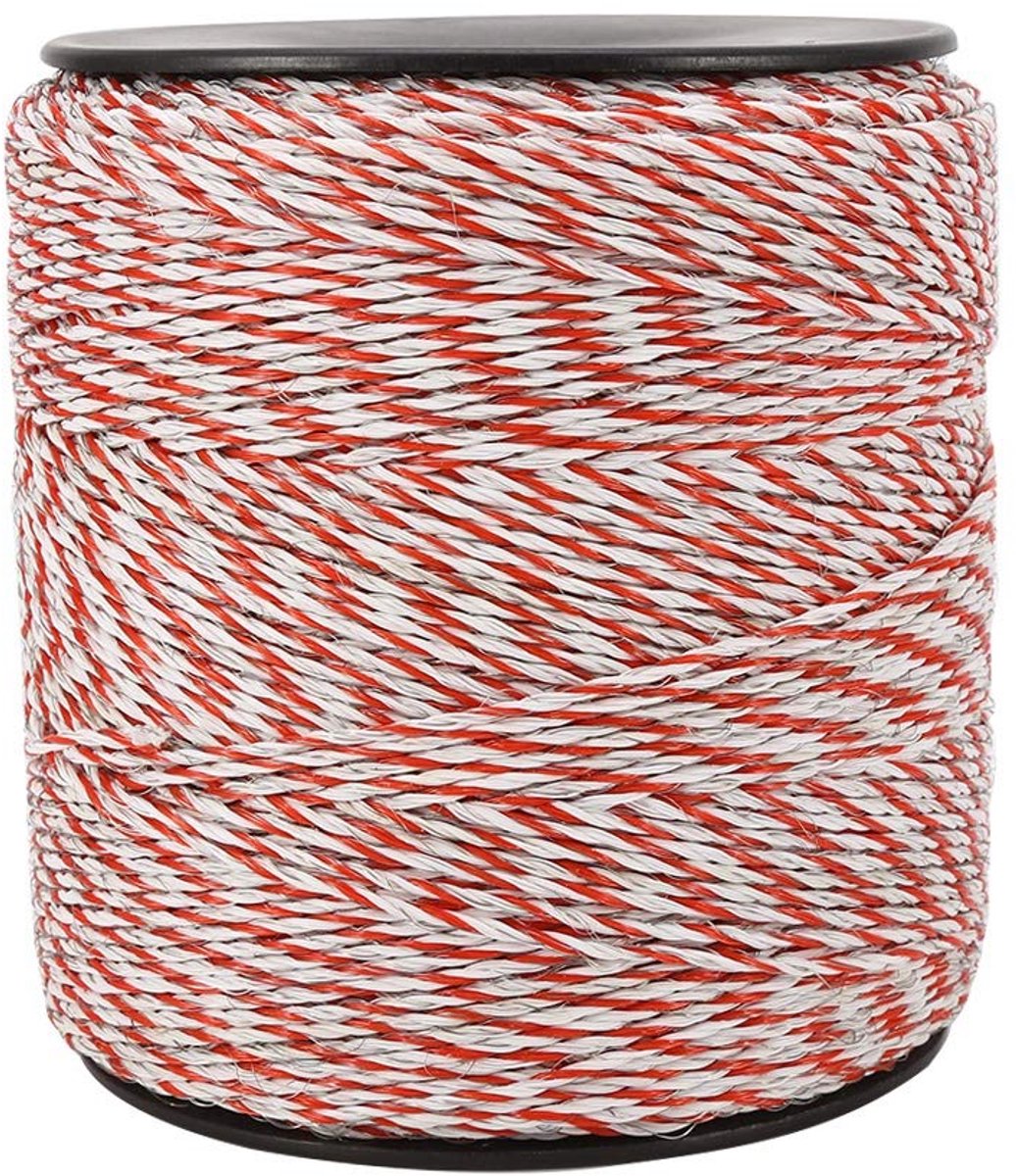 Litze wilgenhek paarden, wit wilgenafrastering elektrisch touw 500M, wilgenhek draad band elektrostrengen paard, elektrische omheining roestvrij stalen geleider koord omheining (rood wit)
