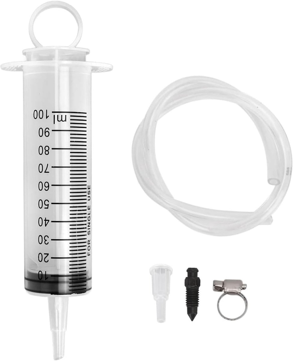 Ontluchtingsset voor motorfiets, hydraulische schijfrem, ontluchtingsset voor motorfiets, vacuüm rem, spuit, hydraulische koppeling, 100 ml, 50 cm, universele slang voor motorfietsen