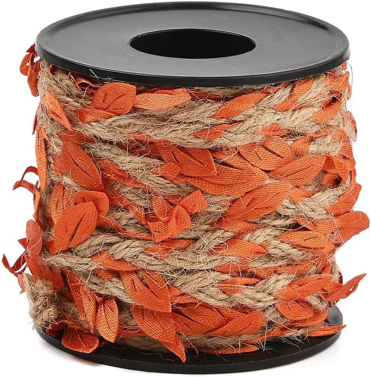 10M 2mm Blad Jute Lint Kunstmatige Bladeren String Oranje Linten Met Herfst Bladeren Rotan Touw Creatieve Gevlochten Jute Touw Roll Voor Crafting Opknoping Muur Bar Decoratie Garland Maken