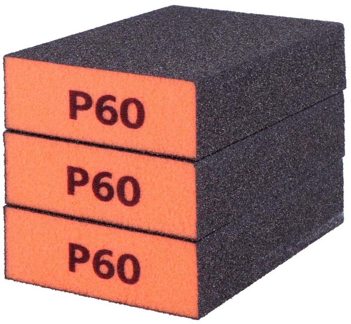 Set van 3 flexibele schuimrubberen slijpmondstukken, middelgrote korrel, 60, 10 x 7 x 2,5 cm.