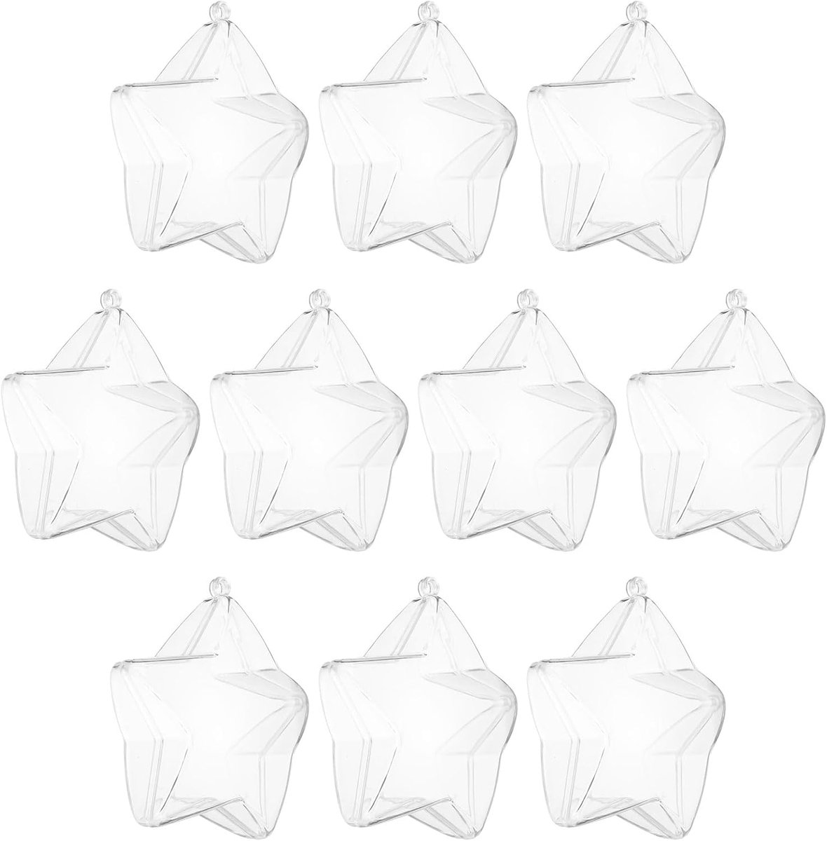 10 transparante ballen in stervorm, vulbaar, 8 cm, transparante kunststof ballen in stervorm voor kerstdecoraties, feesten, bruiloften