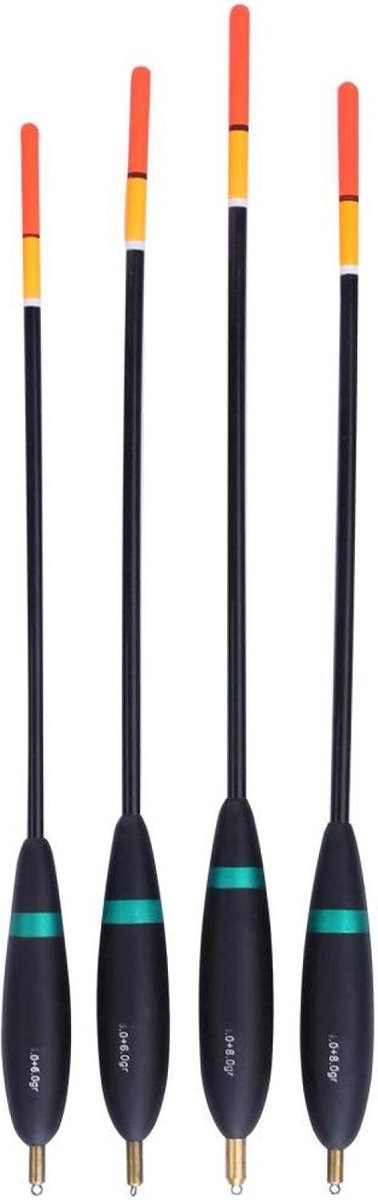 4 stks Visdobbers, Balsa Hout Verticale Floater Koper Hoofd Met Vissen Float Bobber Bite Indicator vis float