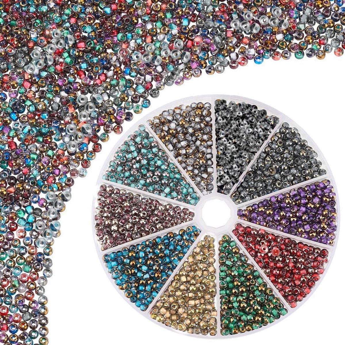 PandaHall 1670pcs 10 Kleuren 4mm Half Plated Glas Ronde Kralen Kit voor Armbanden, Oorbellen, Ketting, Sleutelhanger Ambachten