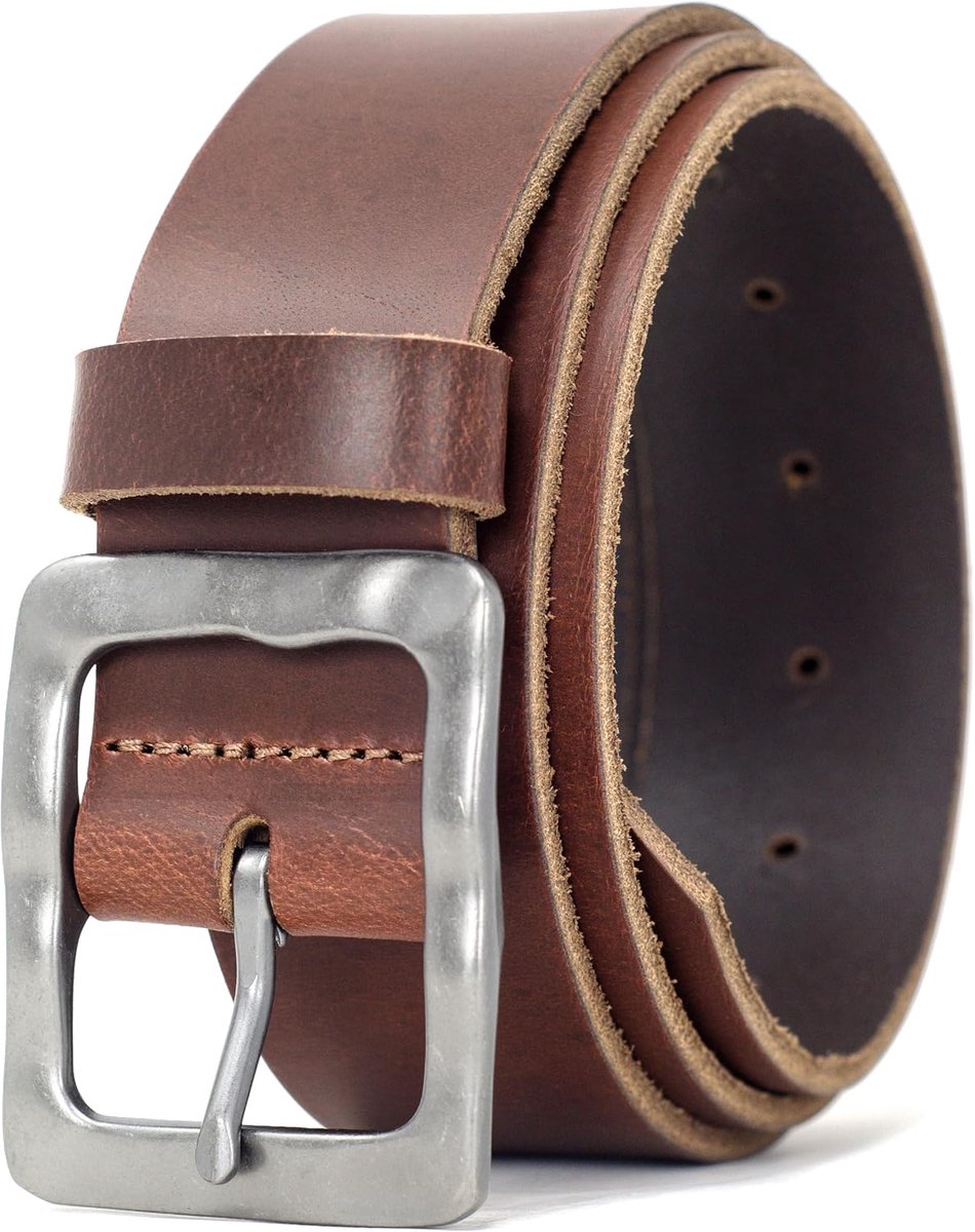 Ridge Gemaakt in Engeland 38 mm volledige verbergen lederen riem met vintage stijl gesp, Antiek Bruin, 3XL (122/132 cm Taille)