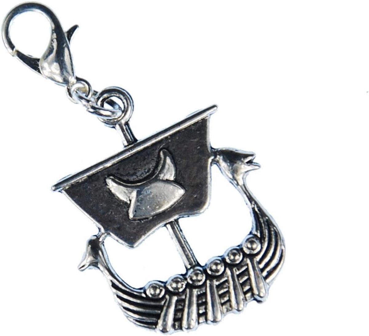 Viking-schip charm boot zilver schip - handgemaakte modesieraden I kettinghanger verzilverd - bedelhanger bedelarmband - hanger voor armband