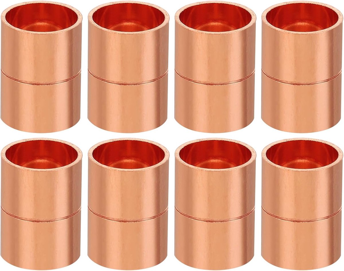 15mm ID Koppeling Fittingen, 8 Stks Gerolde Buis Stop Rechte Pijp Fitting Lasverbinding Voor HVAC Airconditioning Sanitair Koeling