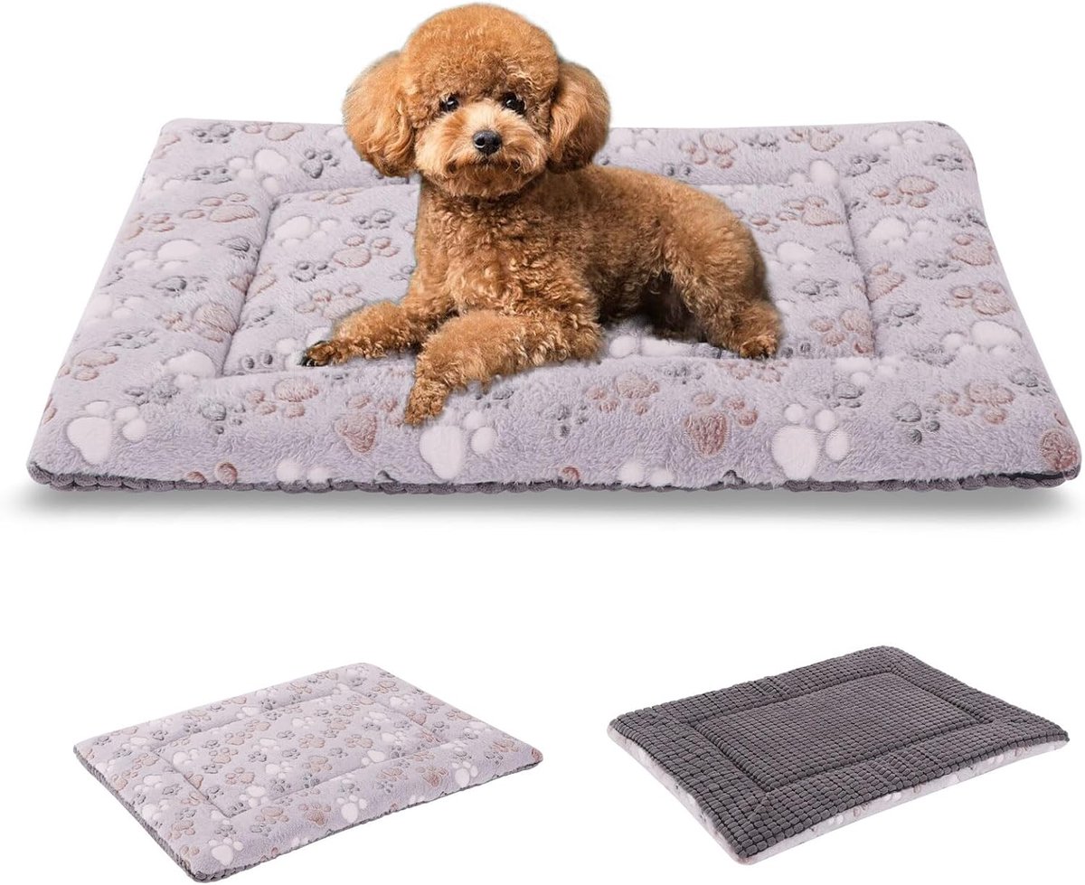 Omkeerbaar hondenkussen, ultrazacht, wasbaar matras voor honden, orthopedisch hondenbed, hondenkussen, traagschuim, Suave y Cálido XH079, 76 x 50 x 4 cm, grijs paw